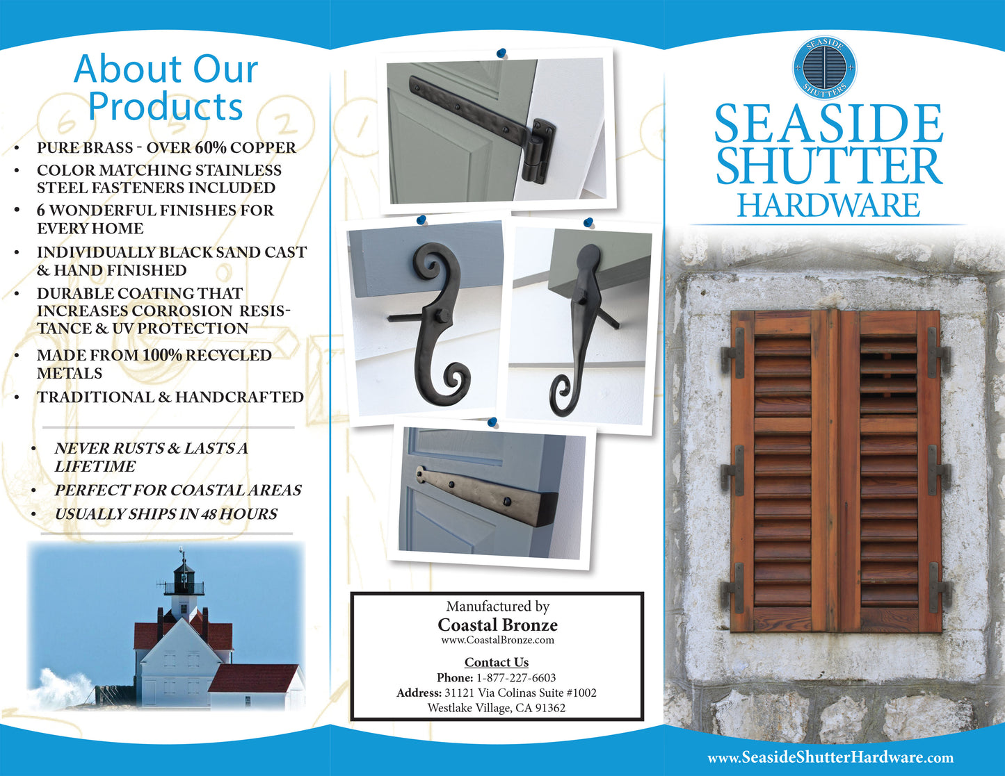Seaside Shutter Hardware Trifold - 10 Pack